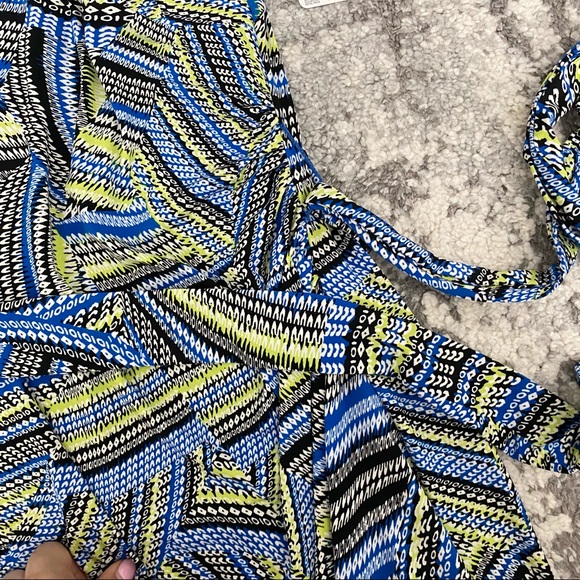 Laundry By Shelli Segal || blue green wrap dress - Picture 6 of 7